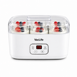 VacLife Yogurt Maker with 6 Glass Jars, Digital Timer & Temperature Control, Homemade Greek Yogurt Machine with BPA-Free Lid, Easy to Clean Yogurt Maker for Family Use, White