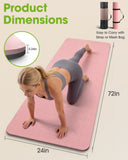 Yoga Mat with Strap, Non-Slip Pilates Exercise Mat, Tear-Resistant, 72" x 24", Pink