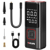 VacLife 150 Psi Cordless Tire Inflator Portable Compressor, Quick Inflation, Auto Shutoff, LED Light, Accs, Red