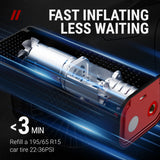 VacLife 150 Psi Cordless Tire Inflator Portable Compressor, Quick Inflation, Auto Shutoff, LED Light, Accs, Red