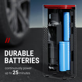 VacLife 150 Psi Cordless Tire Inflator Portable Compressor, Quick Inflation, Auto Shutoff, LED Light, Accs, Red