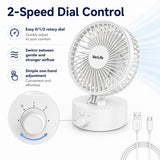 VacLife Personal Desk Fan, USB-C Rechargeable & Plug-in Small Fan, Portable Table Fan with 3 Speeds, Adjustable Tilt Angle, Quiet Mini Fan for Office Desk, Bedroom, Travel, White