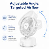 VacLife Personal Desk Fan, USB-C Rechargeable & Plug-in Small Fan, Portable Table Fan with 3 Speeds, Adjustable Tilt Angle, Quiet Mini Fan for Office Desk, Bedroom, Travel, White