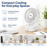 VacLife Personal Desk Fan, USB-C Rechargeable & Plug-in Small Fan, Portable Table Fan with 3 Speeds, Adjustable Tilt Angle, Quiet Mini Fan for Office Desk, Bedroom, Travel, White