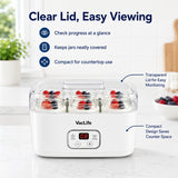 VacLife Yogurt Maker with 6 Glass Jars, Digital Timer & Temperature Control, Homemade Greek Yogurt Machine with BPA-Free Lid, Easy to Clean Yogurt Maker for Family Use, White